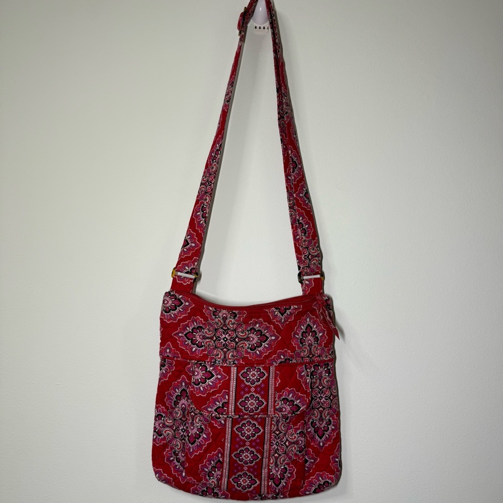 Vera Bradley red paisley quilted crossbody bag